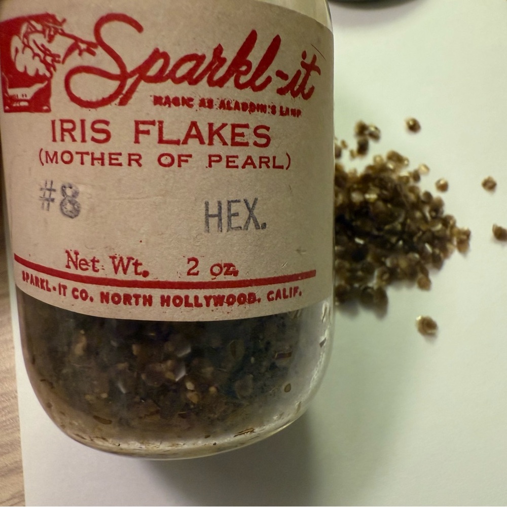 Vintage Mother of Pearl Flakes - Iris Flakes Hexagon Glitter Bottle Craft Retro